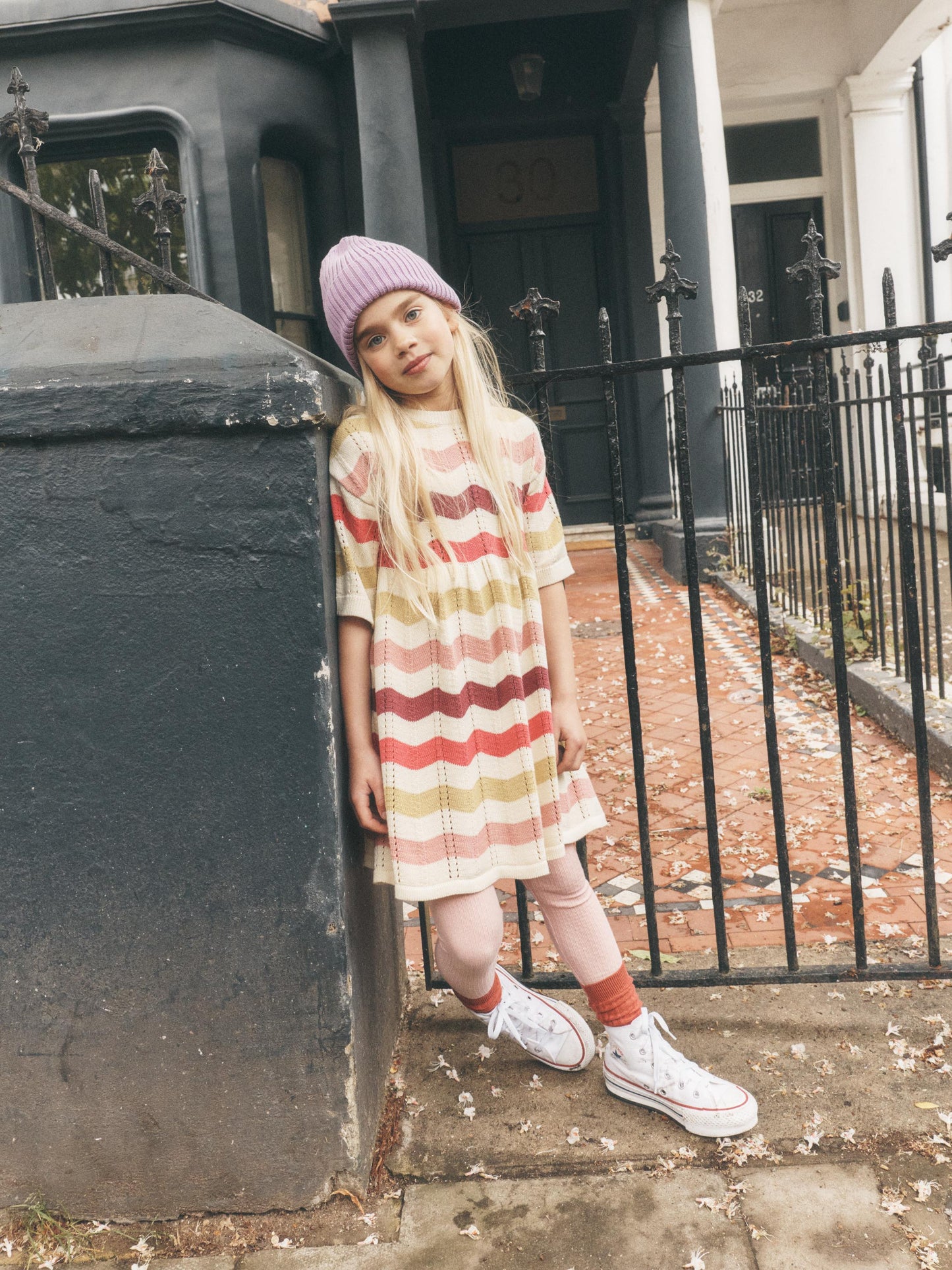 Tea Wavy Stripe | Pointelle Sweater Dress