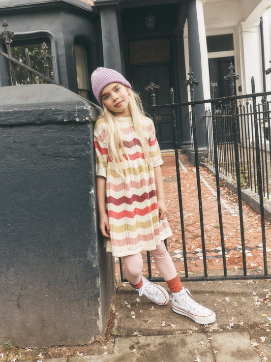 Tea Wavy Stripe | Pointelle Sweater Dress