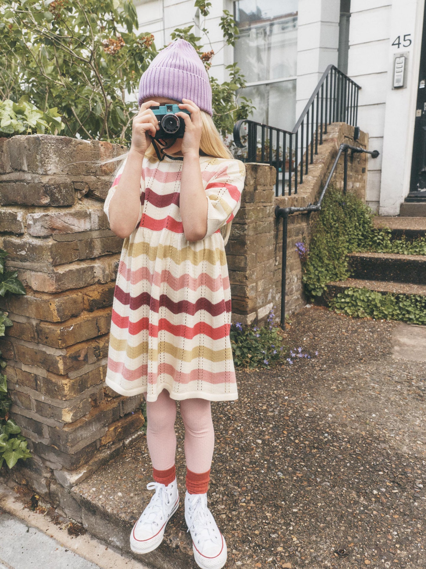 Tea Wavy Stripe | Pointelle Sweater Dress
