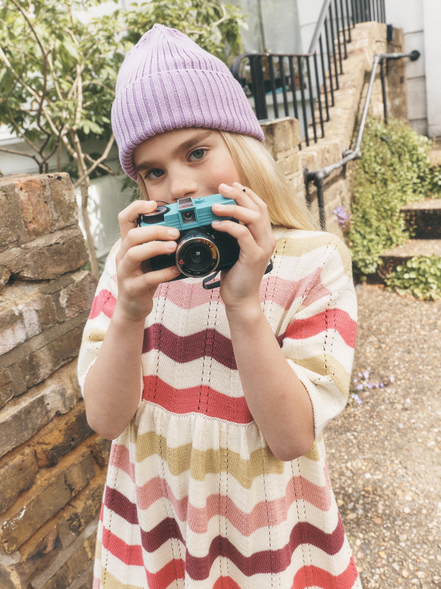 Tea Wavy Stripe | Pointelle Sweater Dress