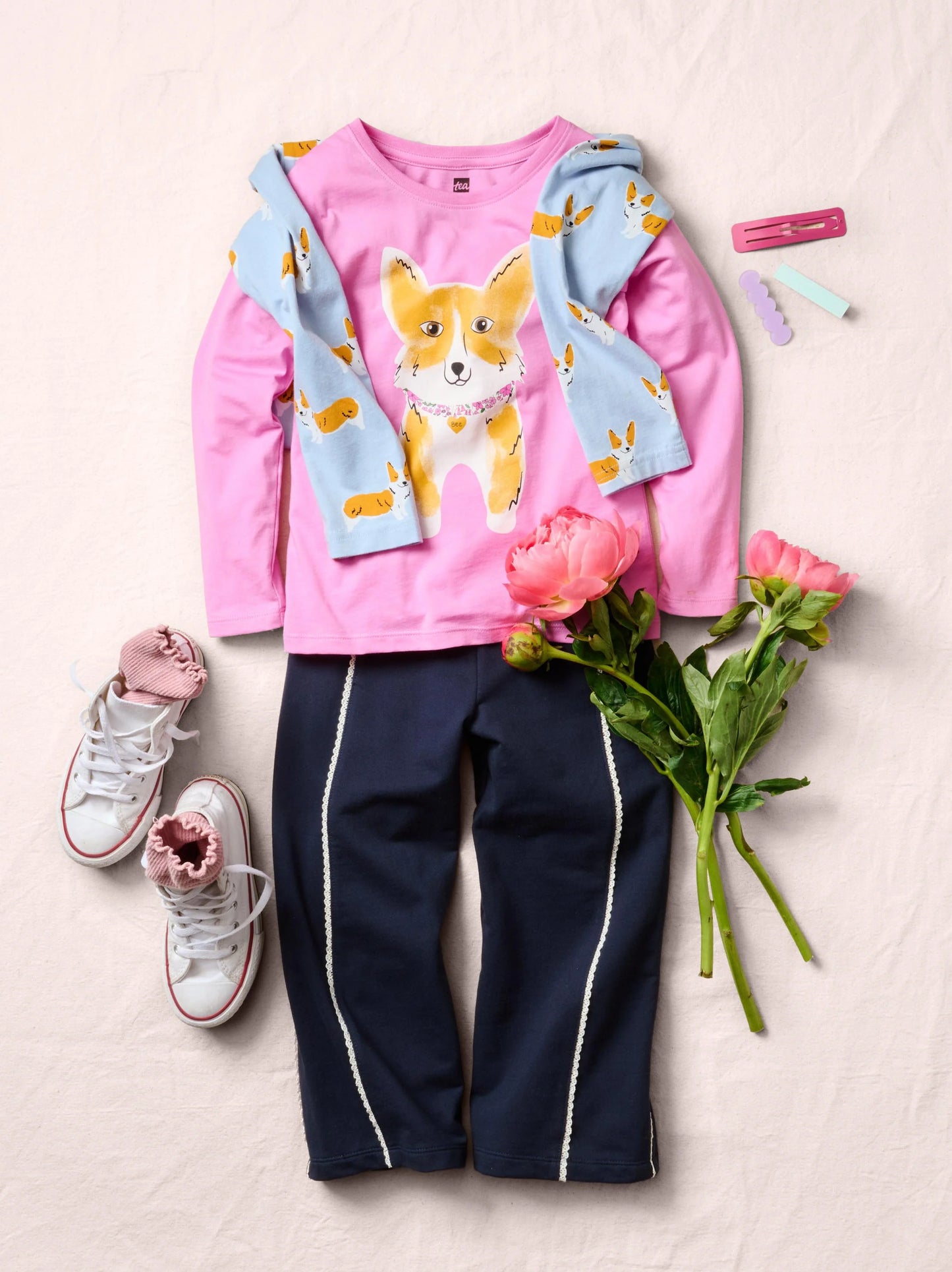 Tea Perennial Pink | Corgi Love Double-Sided Tee
