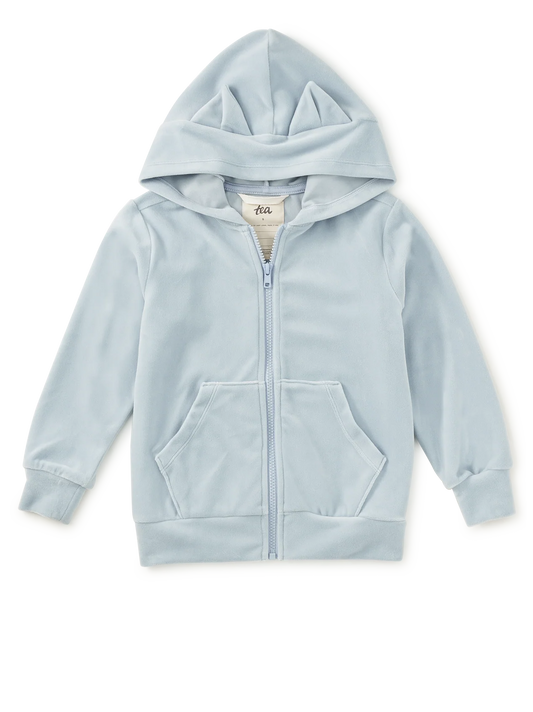 Tea Blue Fog | Cat Ears Velour Hoodie