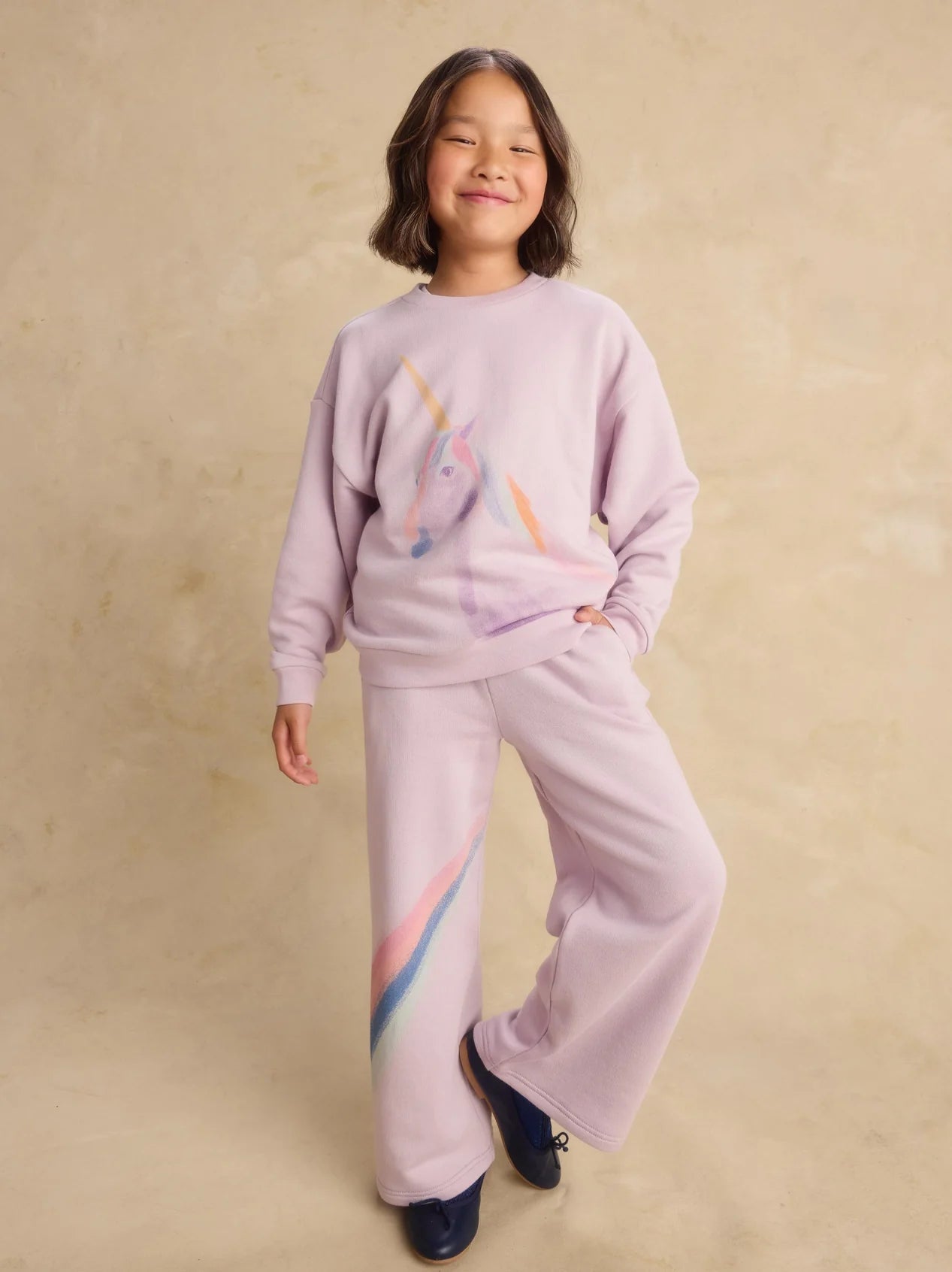 Tea Urchin Purple | Wide Leg French Terry Pants