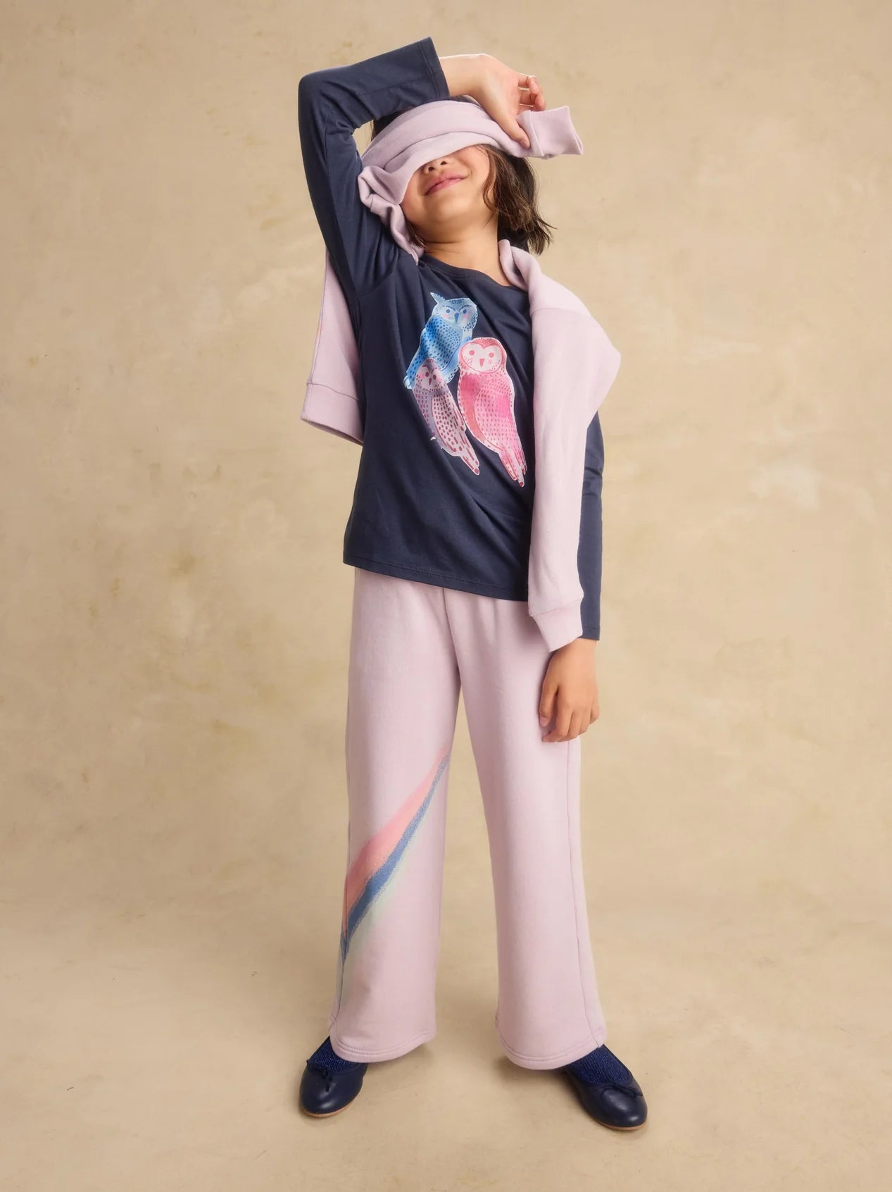 Tea Urchin Purple | Wide Leg French Terry Pants