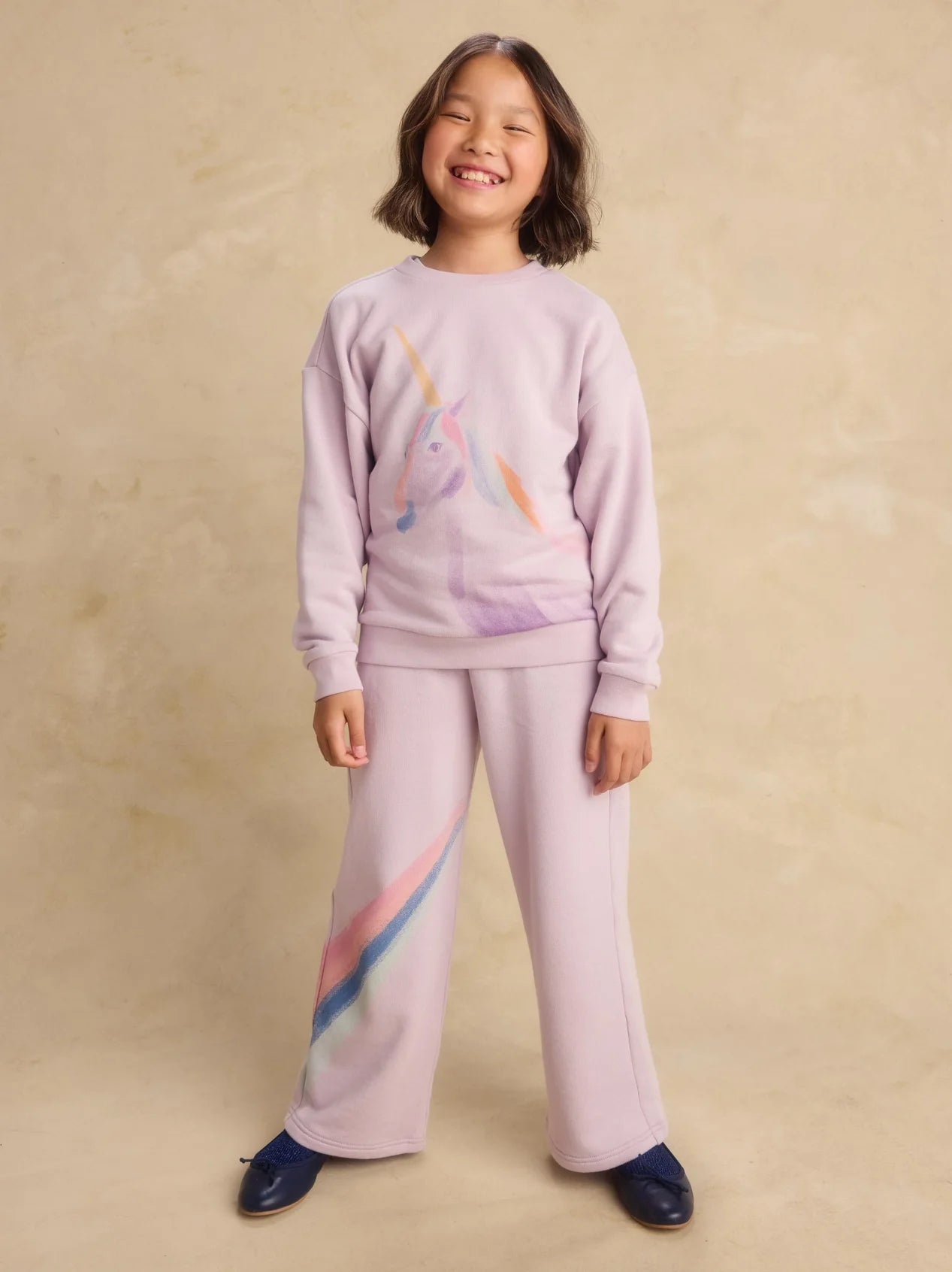 Tea Urchin Purple | Wide Leg French Terry Pants