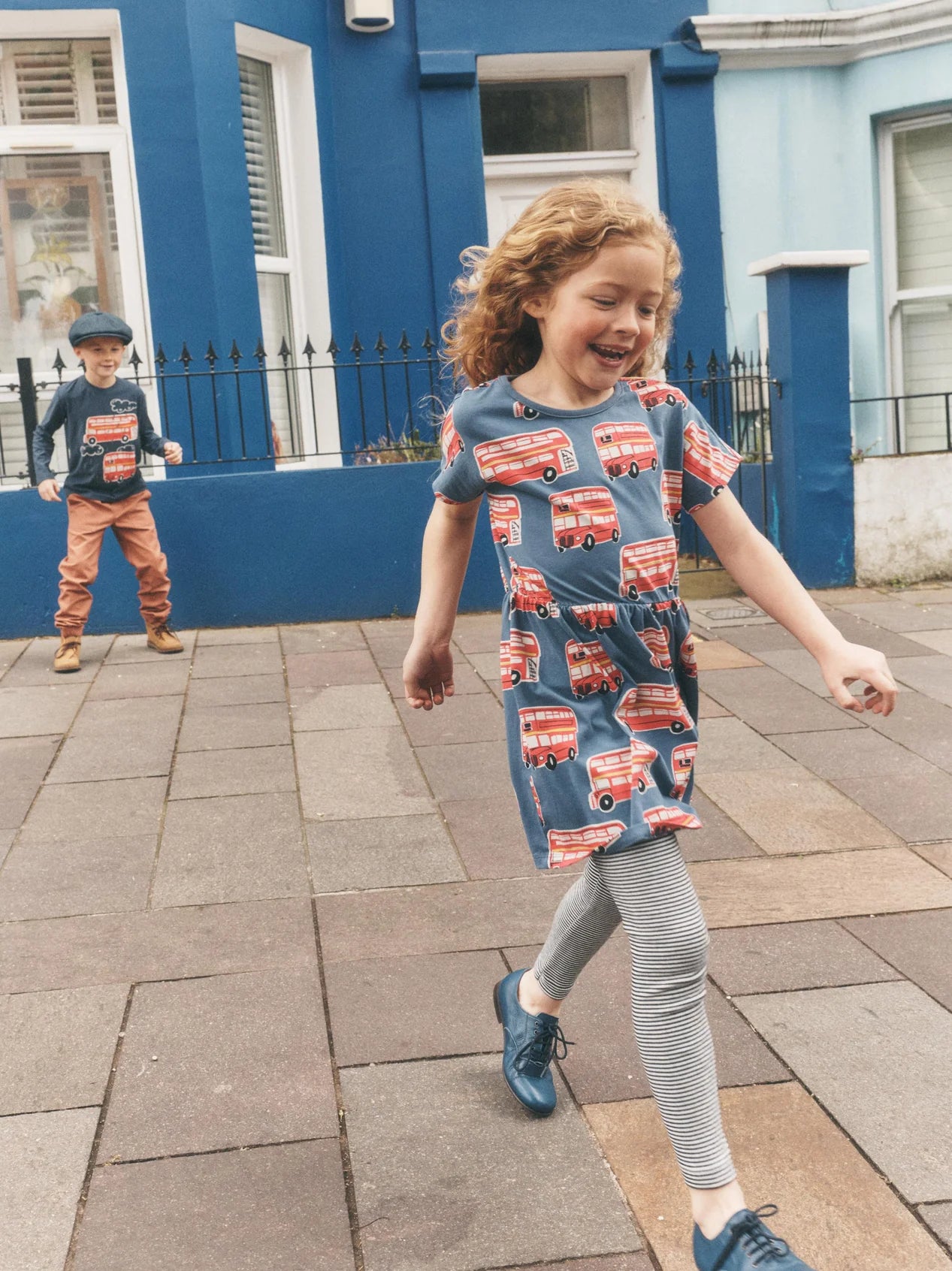 Tea Double Decker Bus | Short Sleeve Twirl Dress