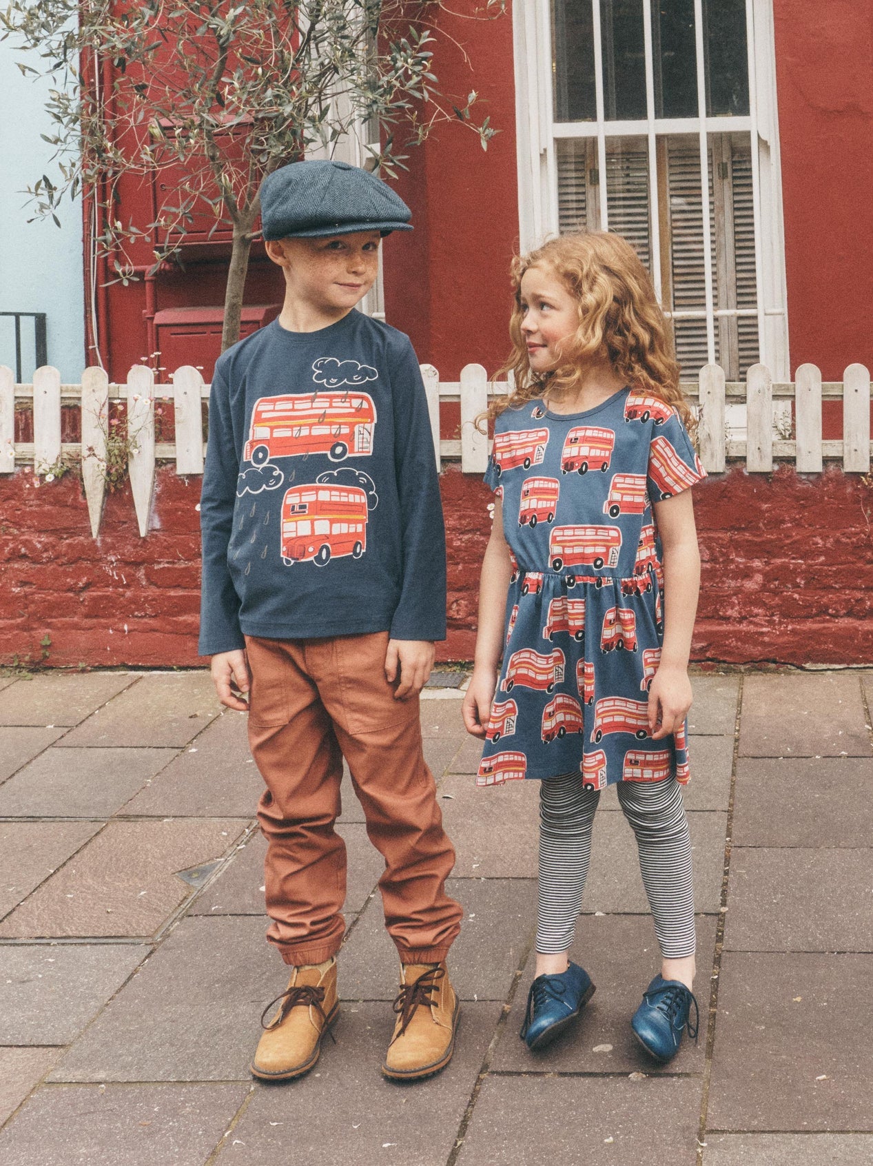 Tea Double Decker Bus | Short Sleeve Twirl Dress