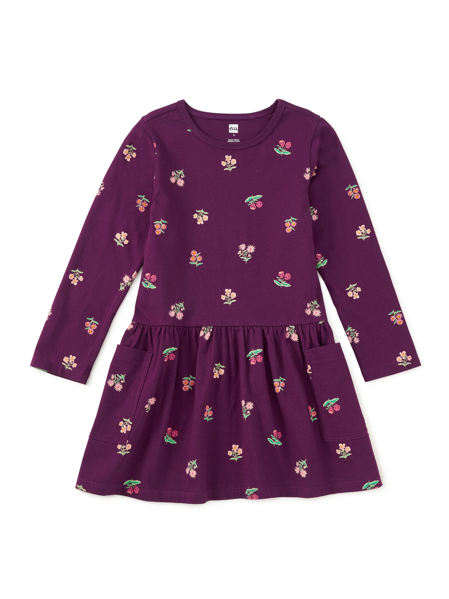 Tea Midnight Posy | Long Sleeve Pocket Dress