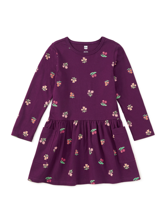 Tea Midnight Posy | Long Sleeve Pocket Dress