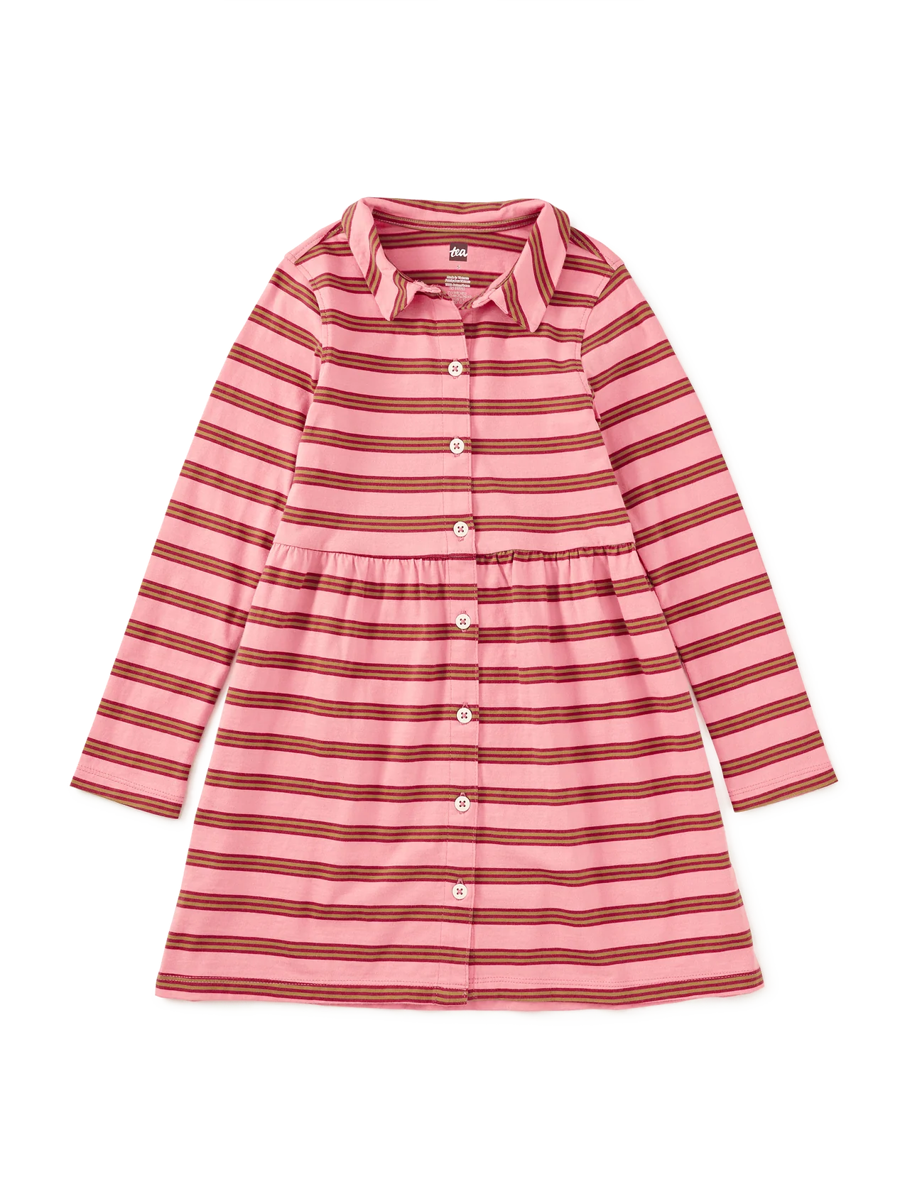 Tea Sachet Pink | Collared Long Sleeve Shirtdress