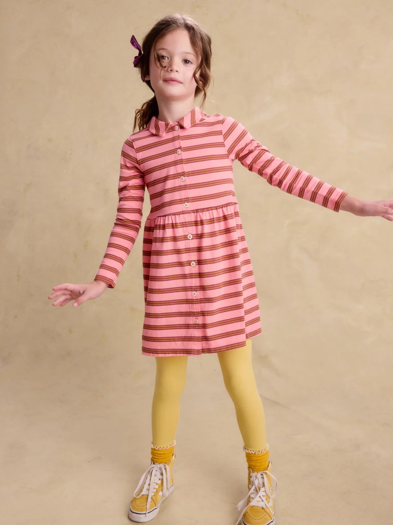 Tea Sachet Pink | Collared Long Sleeve Shirtdress