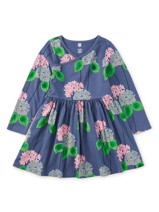 Tea Cornwall Hydrangeas | Long Sleeve Wrap Neck Dress