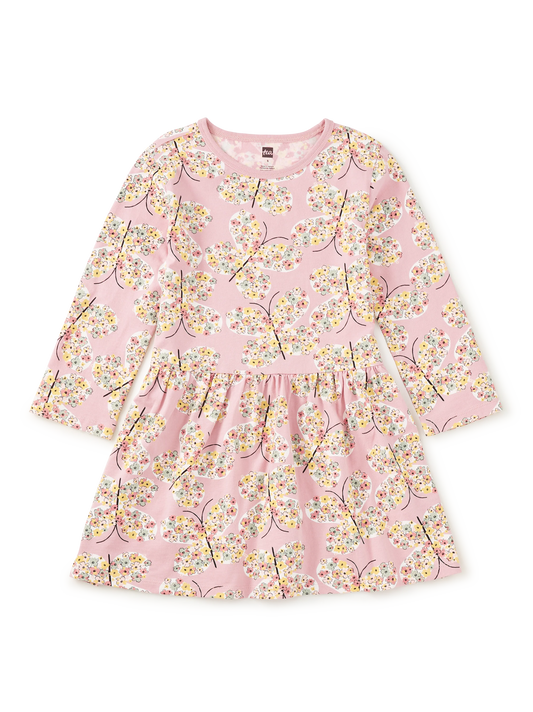 Tea Rose Butterfly | Long Sleeve Skirted Dress