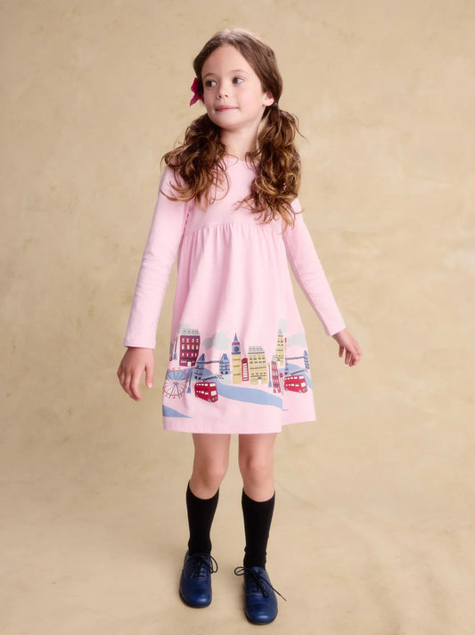 Tea Pink Lady | London Cityscape Skirted Dress