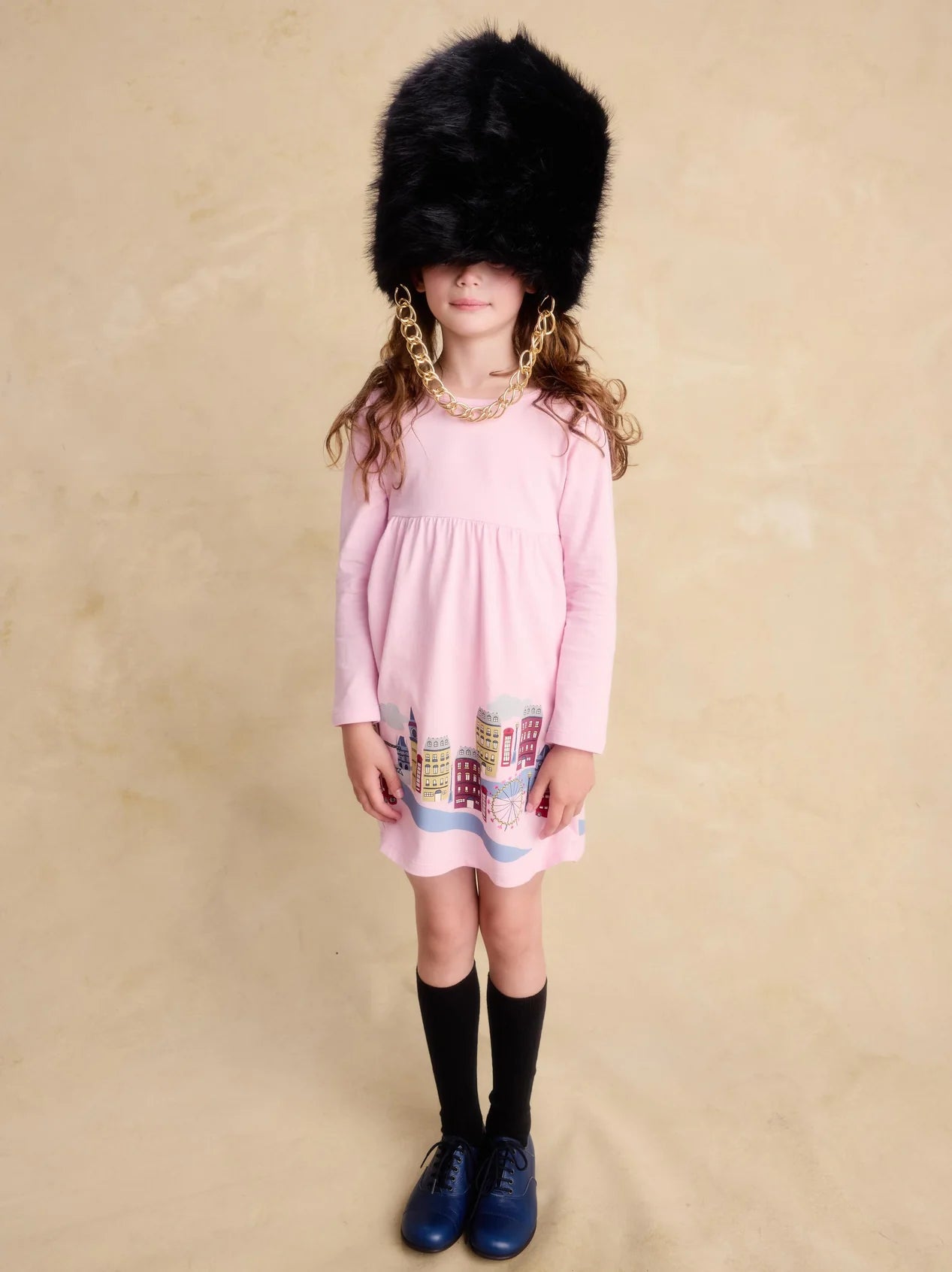 Tea Pink Lady | London Cityscape Skirted Dress