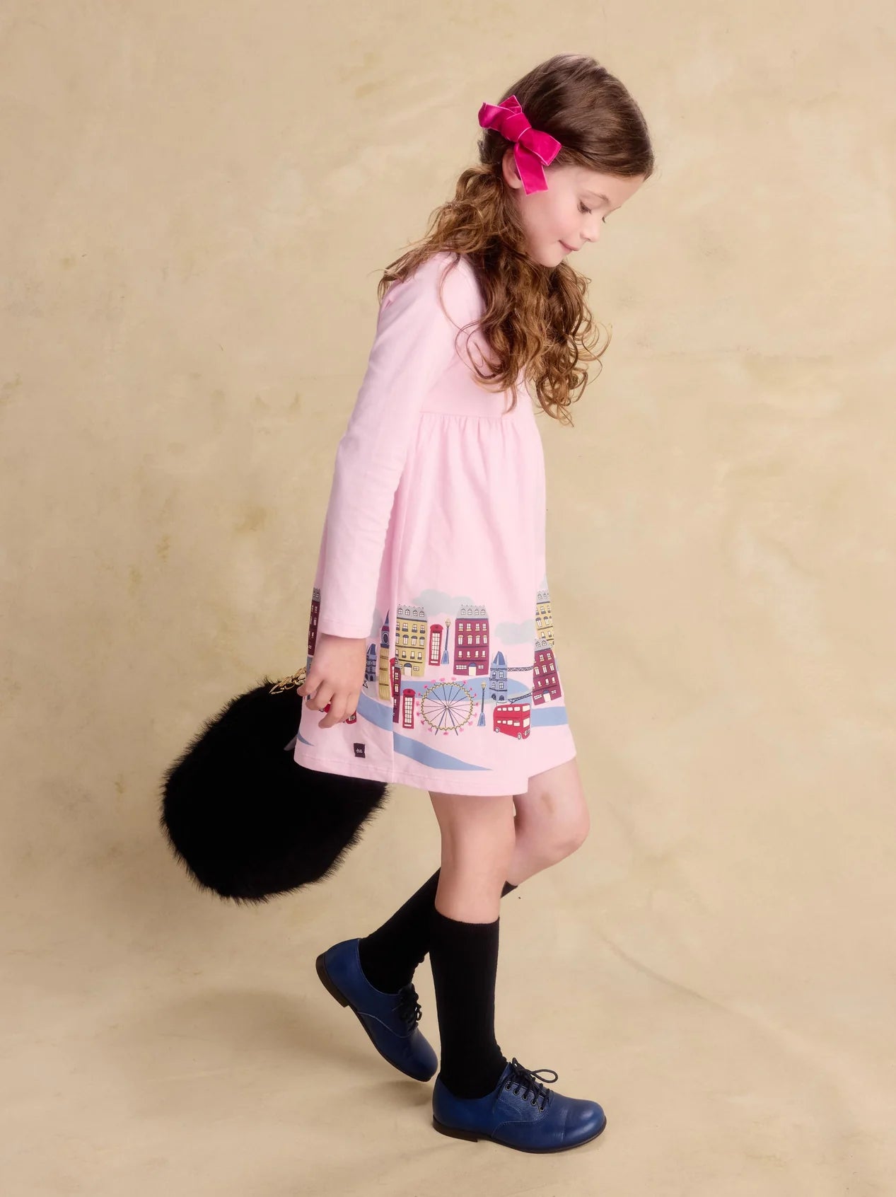 Tea Pink Lady | London Cityscape Skirted Dress