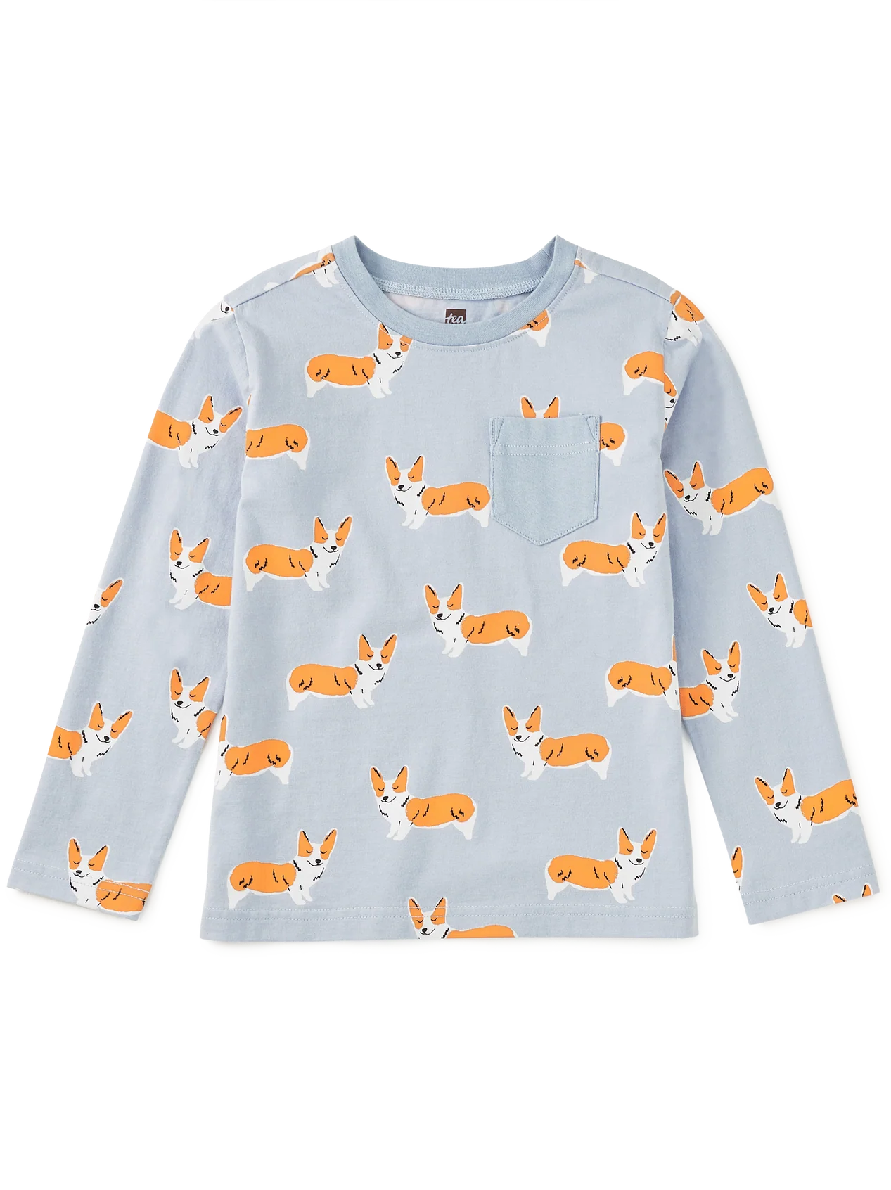 Tea Cutie Corgis | Long Sleeve Printed Pocket Tee