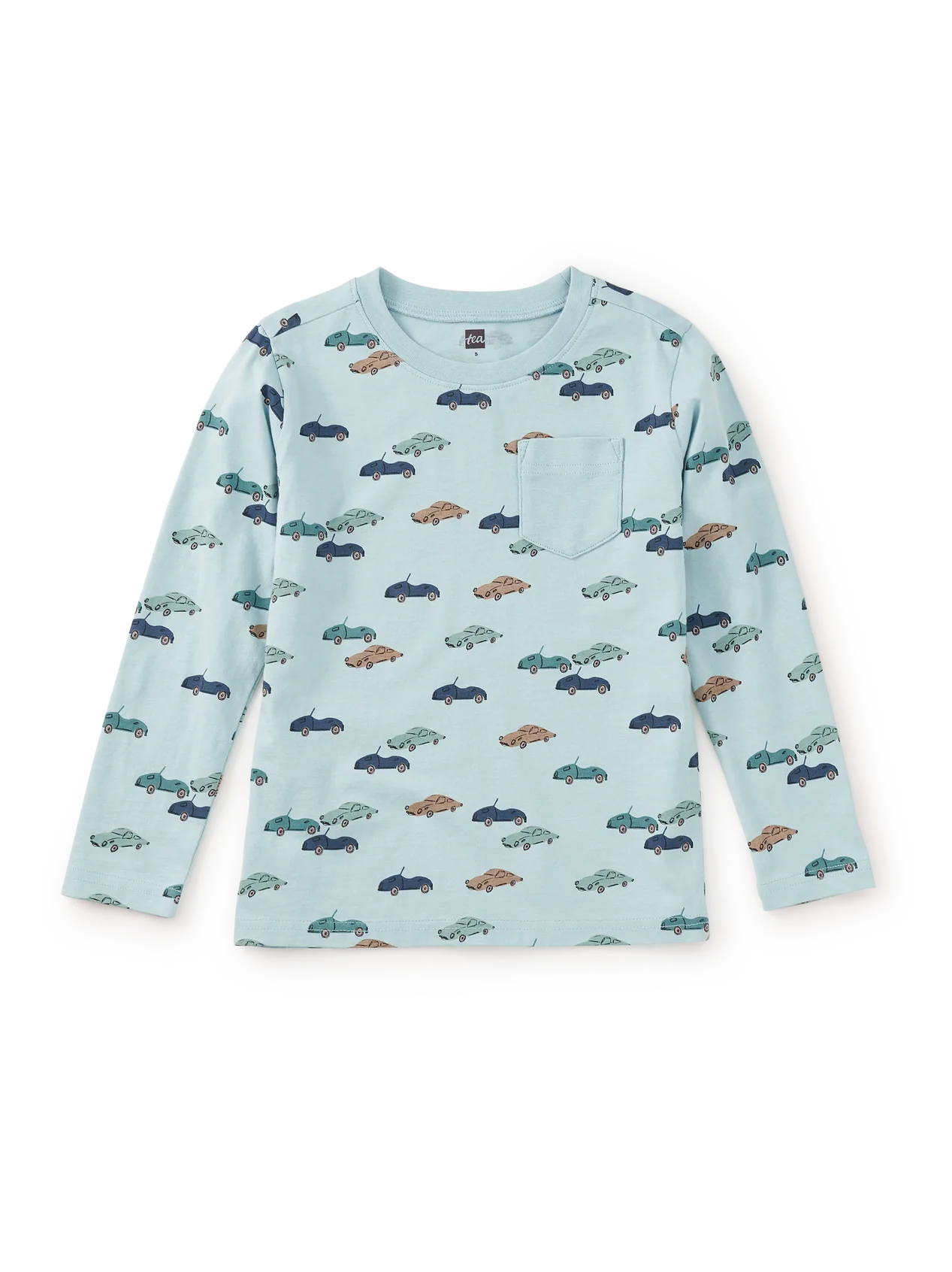 Tea Mini Cars | Long Sleeve Printed Pocket Tee