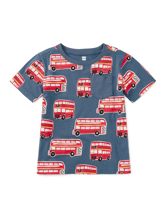 Tea Double Decker Bus | Printed Pocket Tee