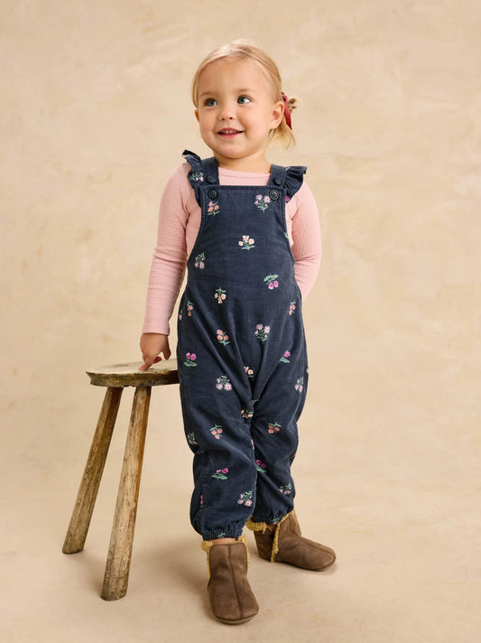 Tea Midnight Posy | Corduroy Ruffle Overalls