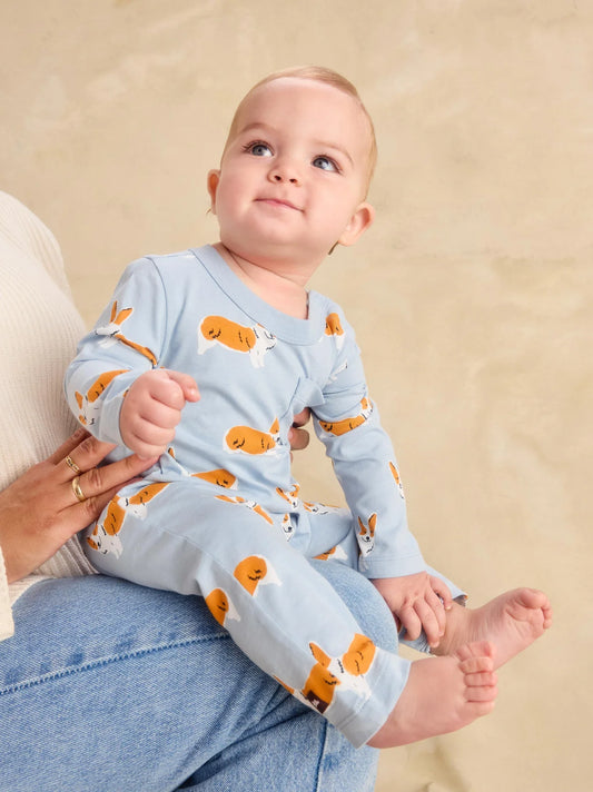 Tea Cutie Corgis | Long Sleeve Pocket Romper