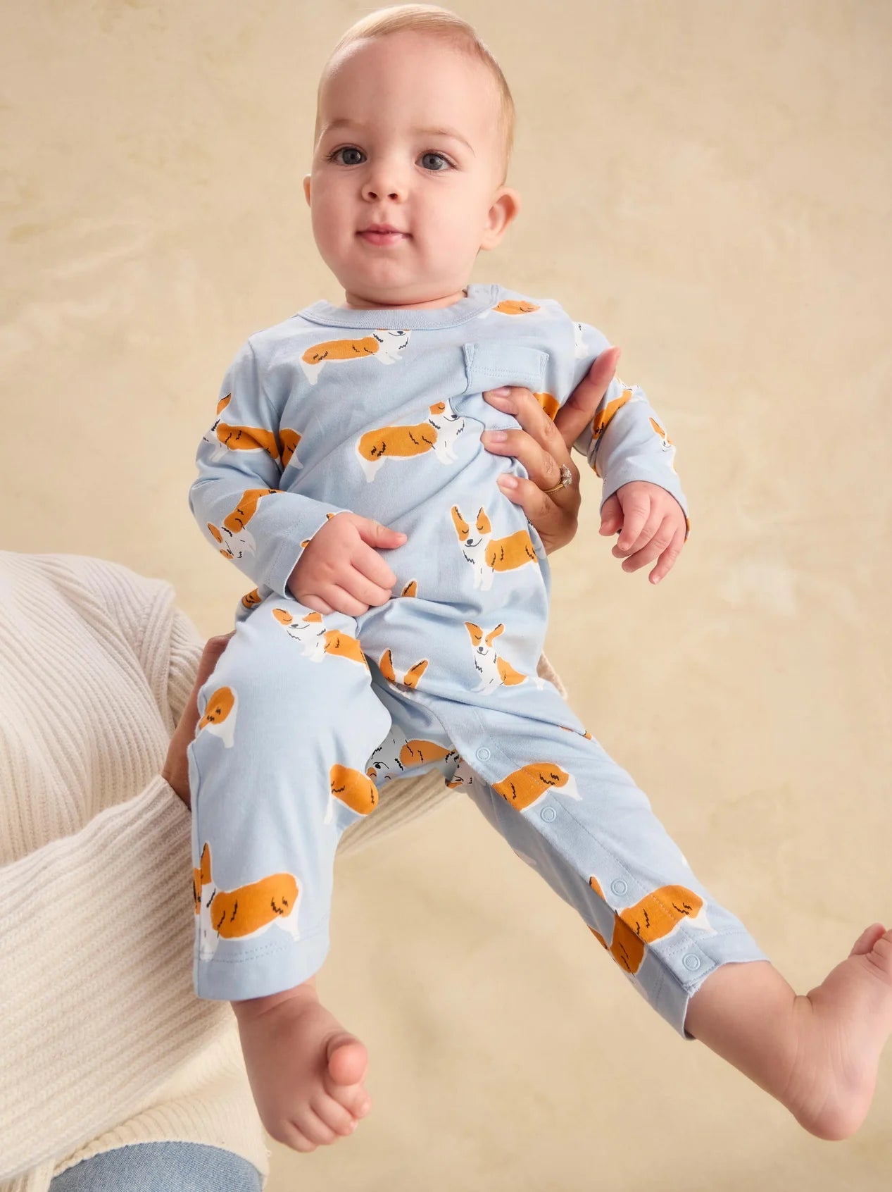 Tea Cutie Corgis | Long Sleeve Pocket Romper