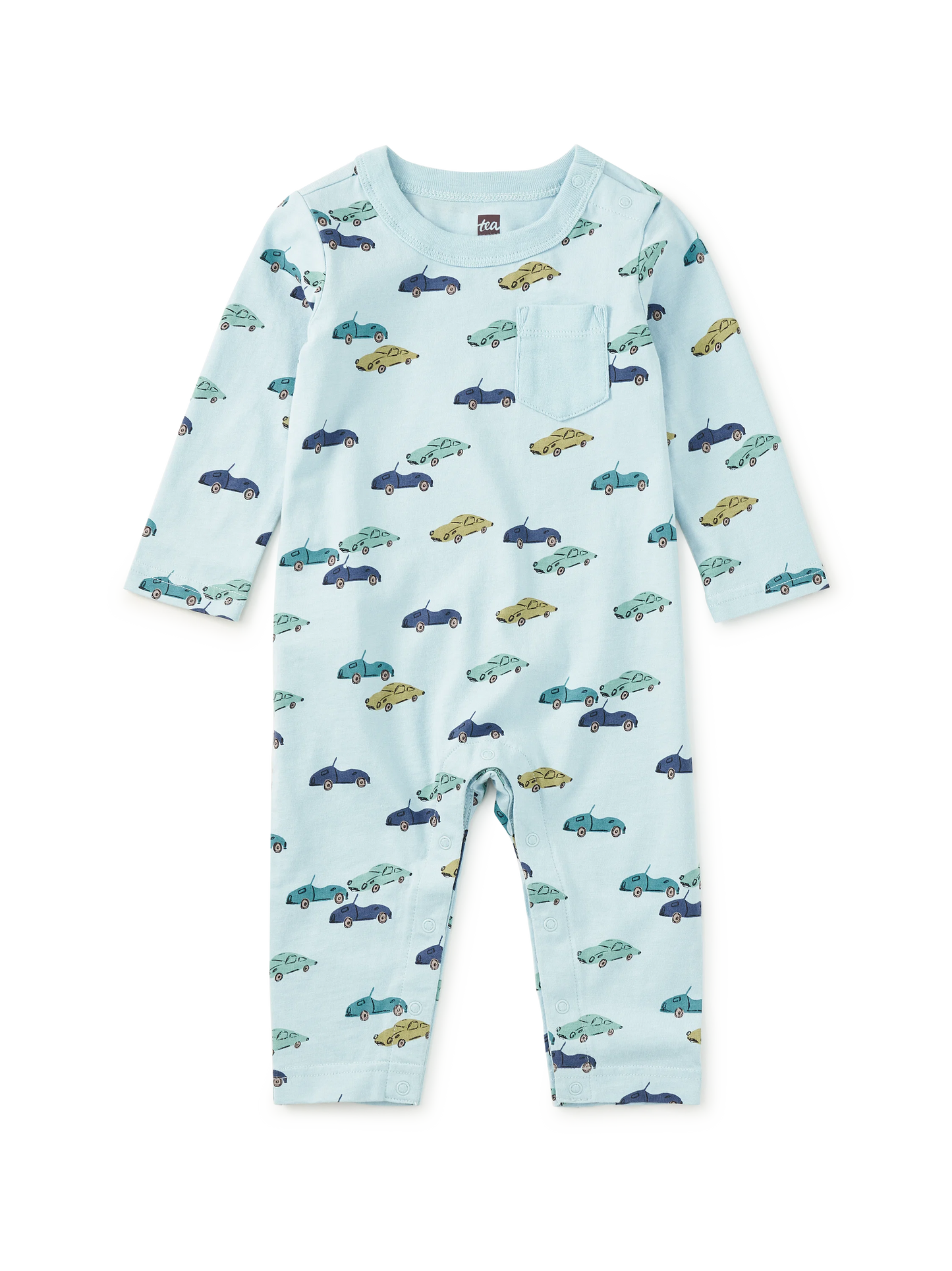 Tea Mini Cars | Long Sleeve Pocket Romper