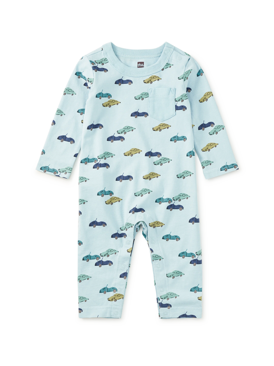 Tea Mini Cars | Long Sleeve Pocket Romper