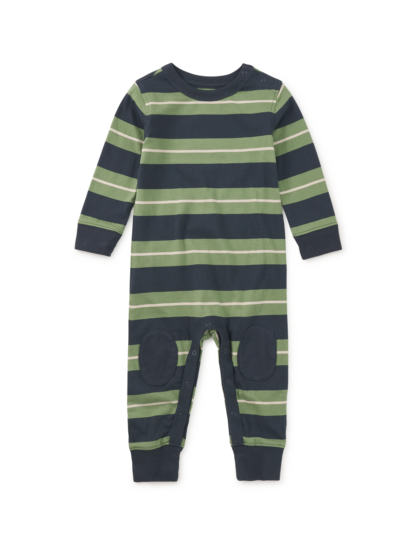 Tea Indigo | Stripe Knee Patch Romper