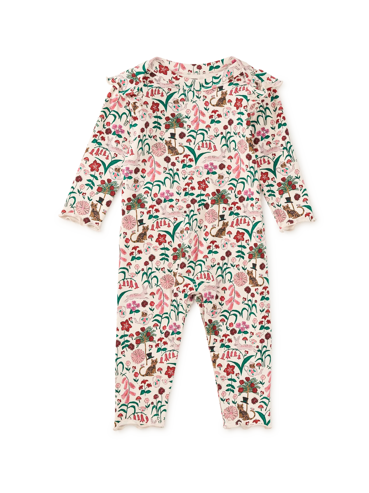 Tea Party Floral | Ruffle Shoulder Romper