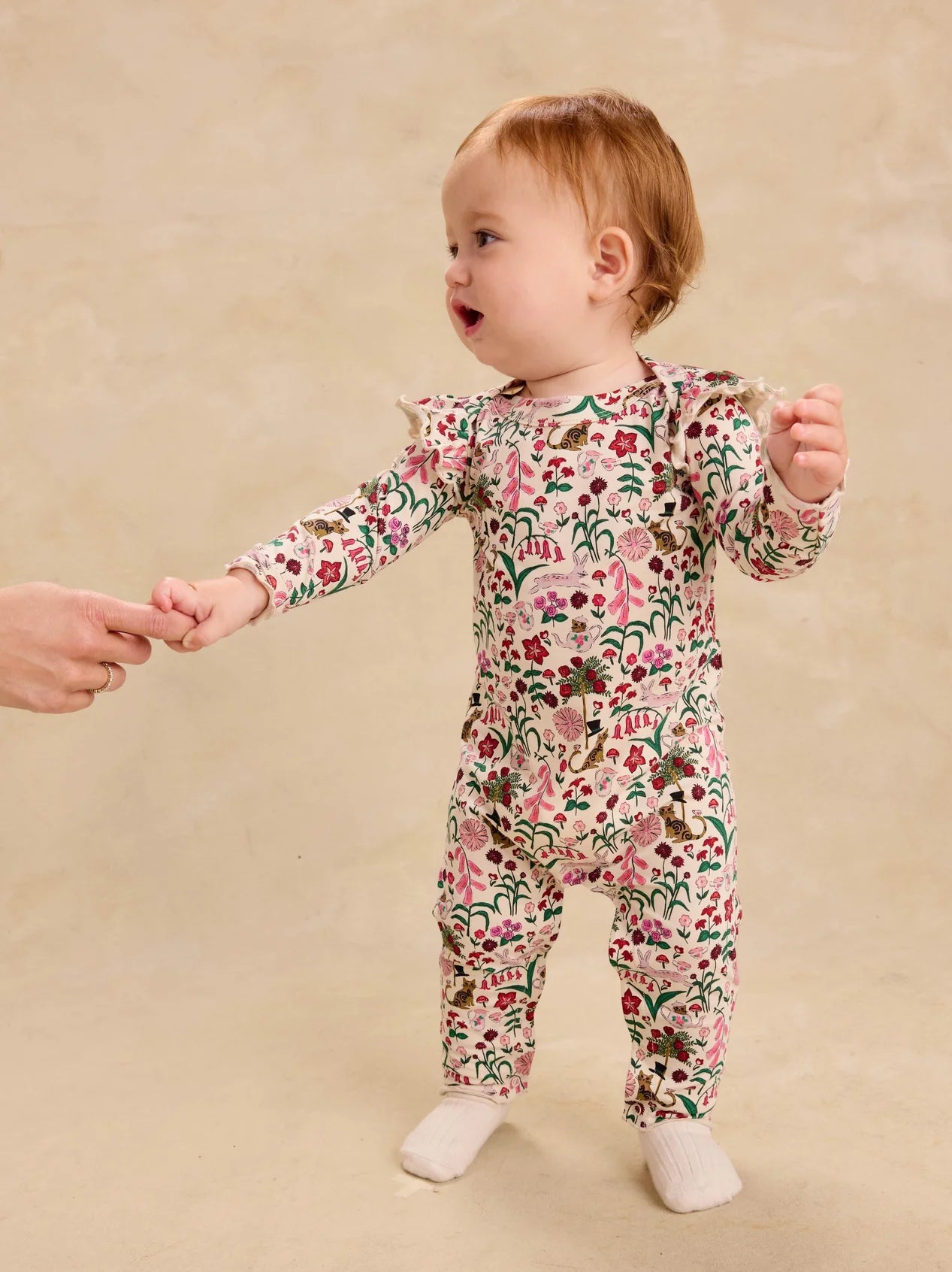Tea Party Floral | Ruffle Shoulder Romper