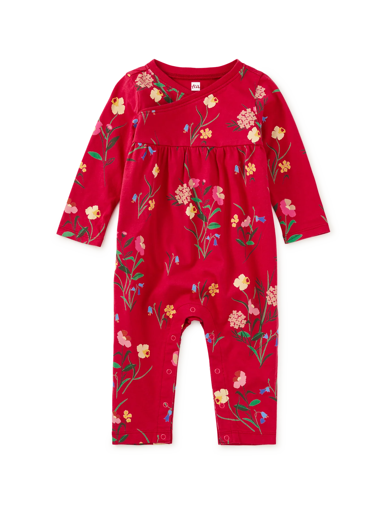 Tea Hollyhock Garden | Wrap Neck Romper