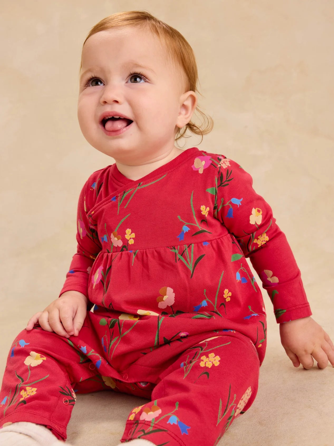 Tea Hollyhock Garden | Wrap Neck Romper