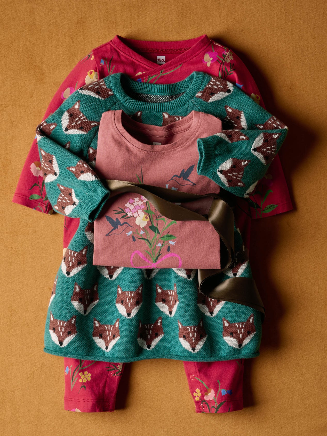 Tea Hollyhock Garden | Wrap Neck Romper
