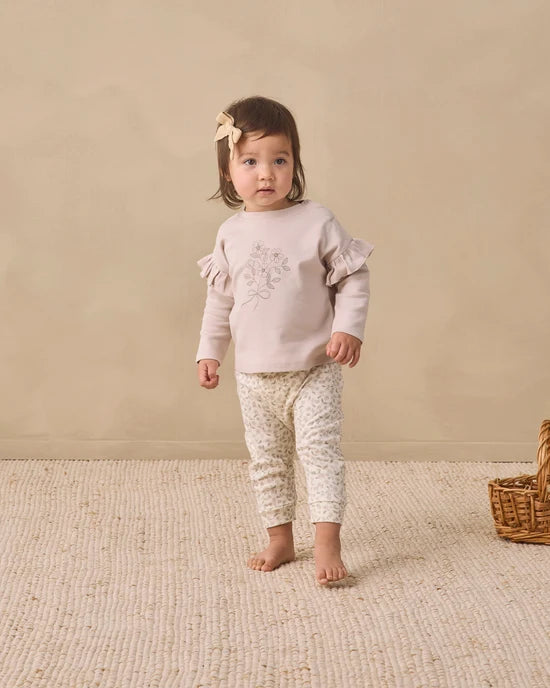 Quincy Mae Lilac Fleur | Ruffle Long Sleeve Tee