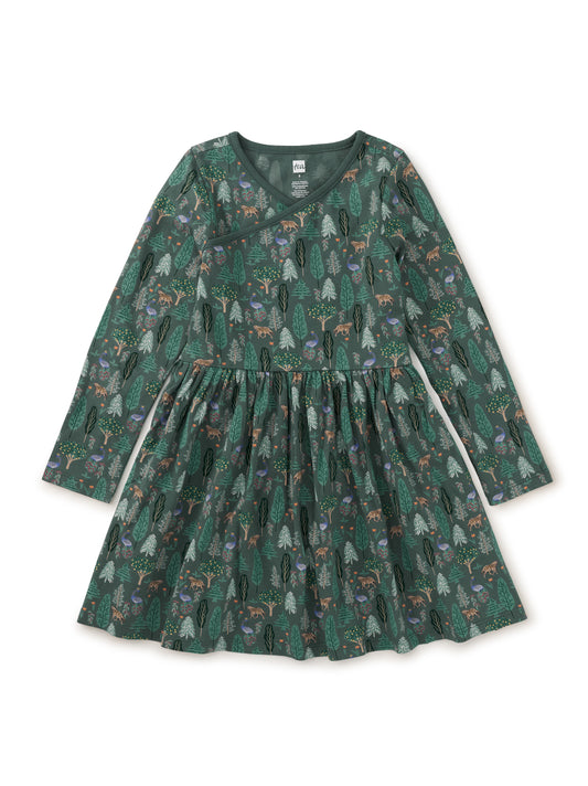 Tea Turkish Forest | Long Sleeve Wrap Neck Dress