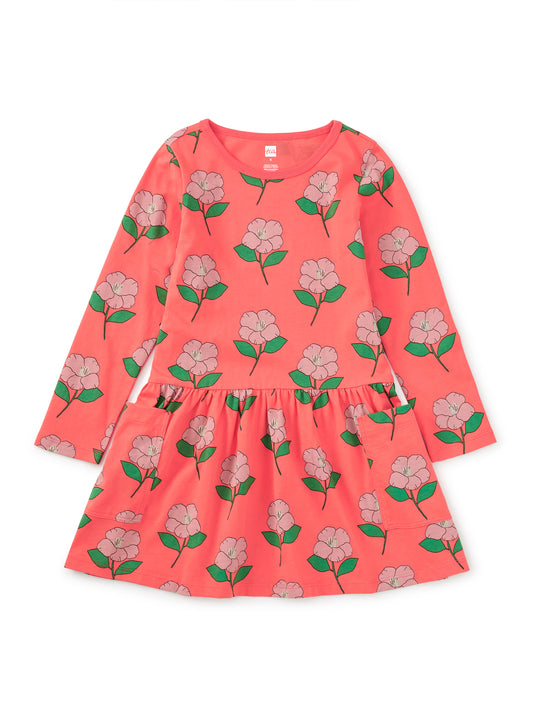 Tea Winter Camellia | Long Sleeve Pocket Dress