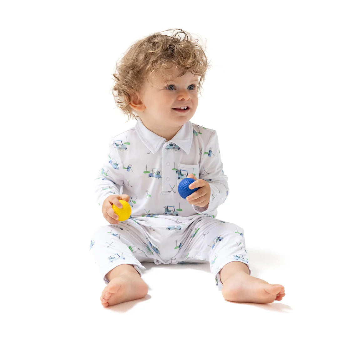 Angel Dear Blue | Baby Golf Carts Polo Romper