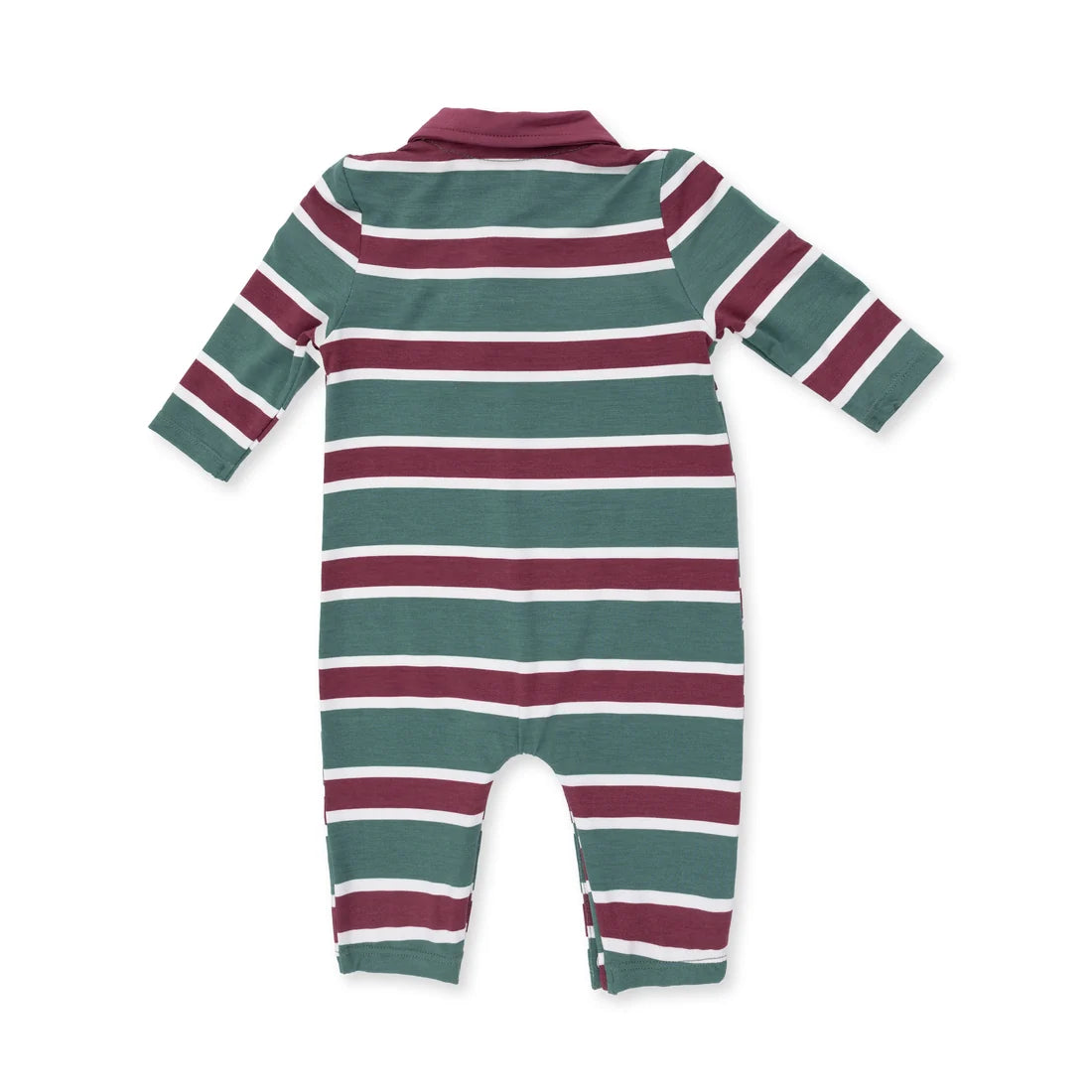 Angel Dear Ivory Green | Rugby Stripe Polo Romper