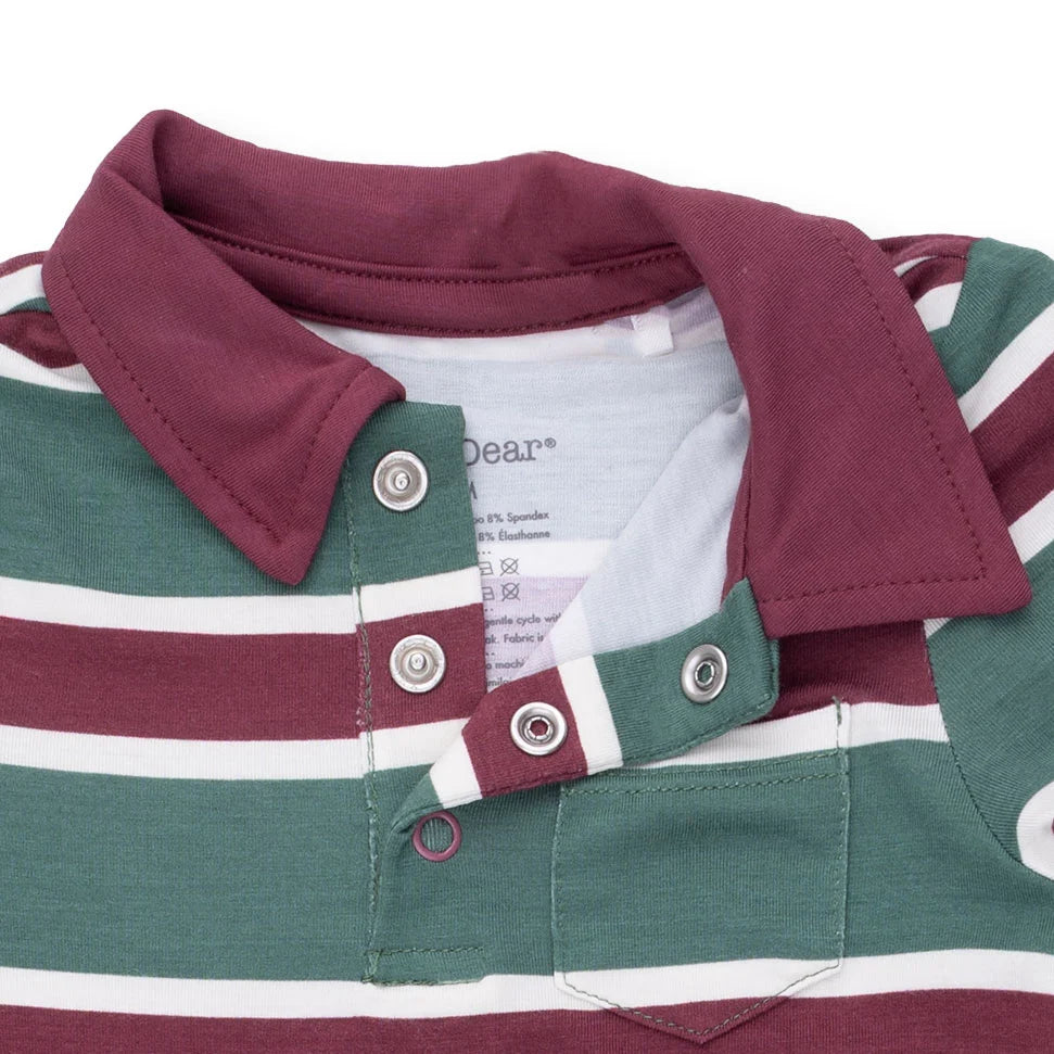 Angel Dear Ivory Green | Rugby Stripe Polo Romper