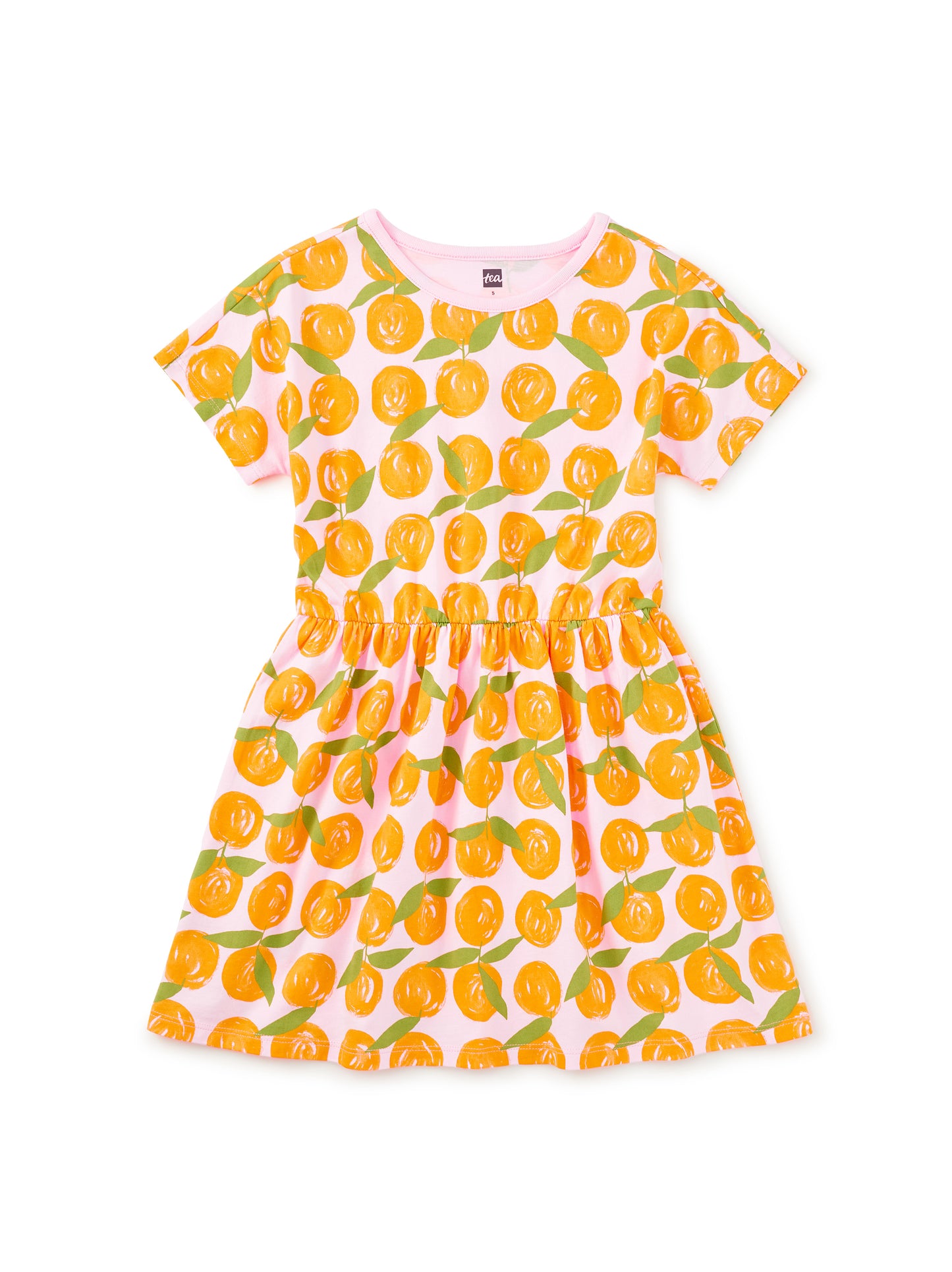 Tea Valencia Orange | Short Sleeve Twirl Dress