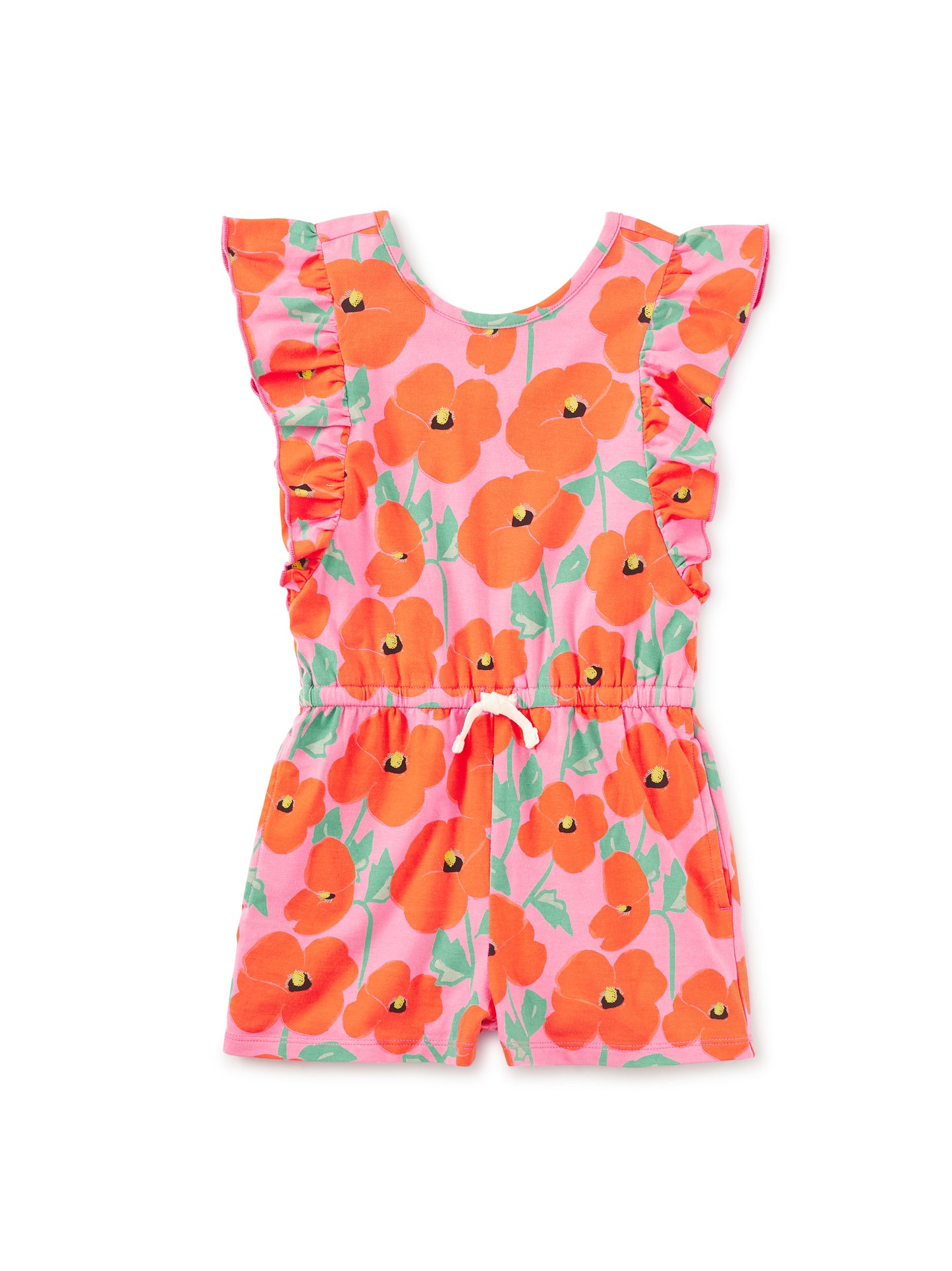 Tea Poppy Poppies | Flutter Sleeve Romper