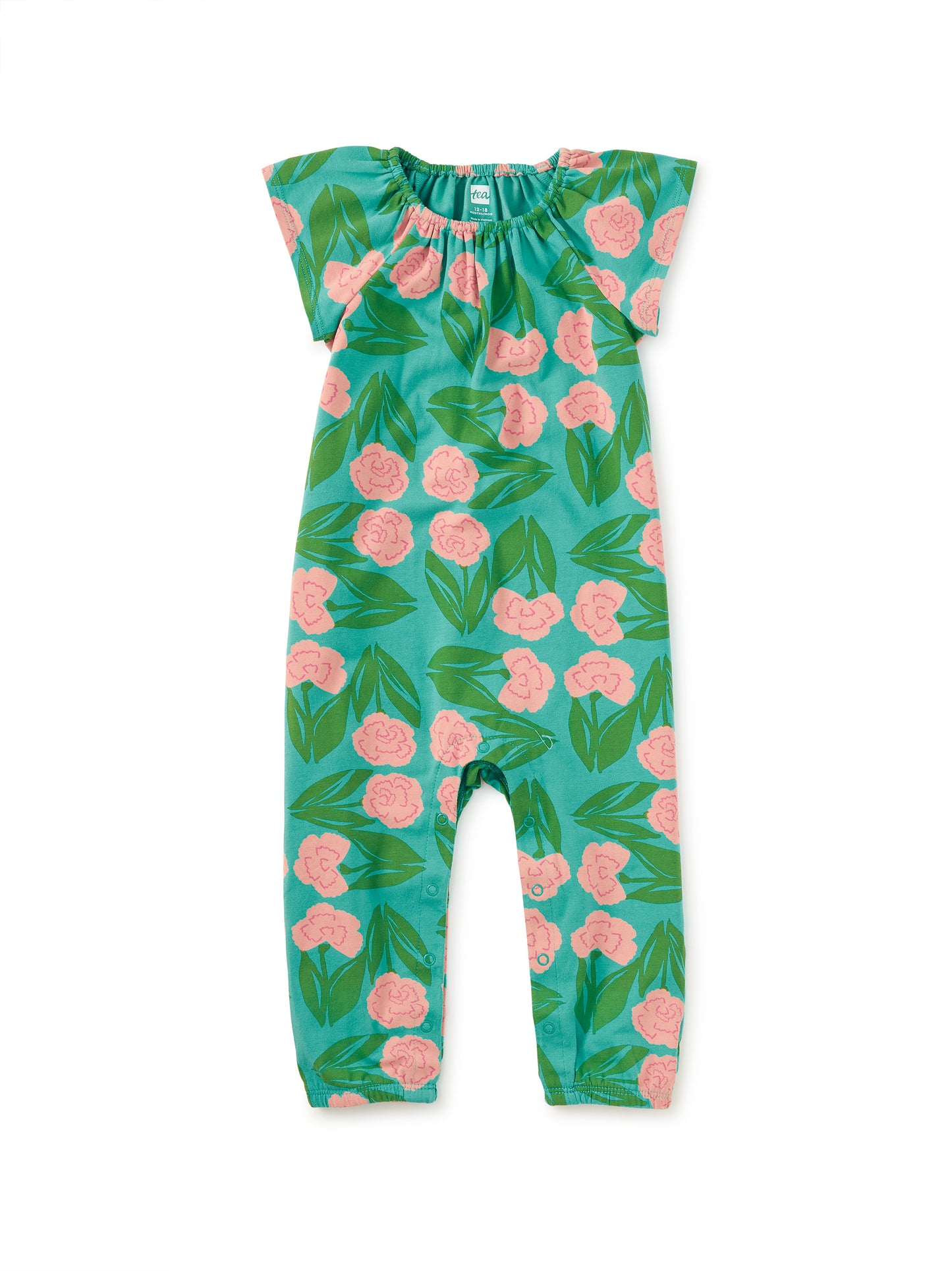 Tea Carnation Floral | Tulip Sleeve Romper