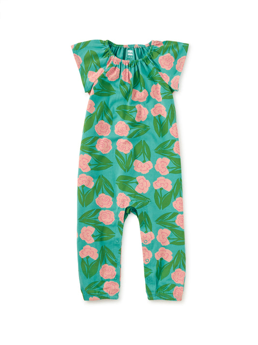 Tea Carnation Floral | Tulip Sleeve Romper