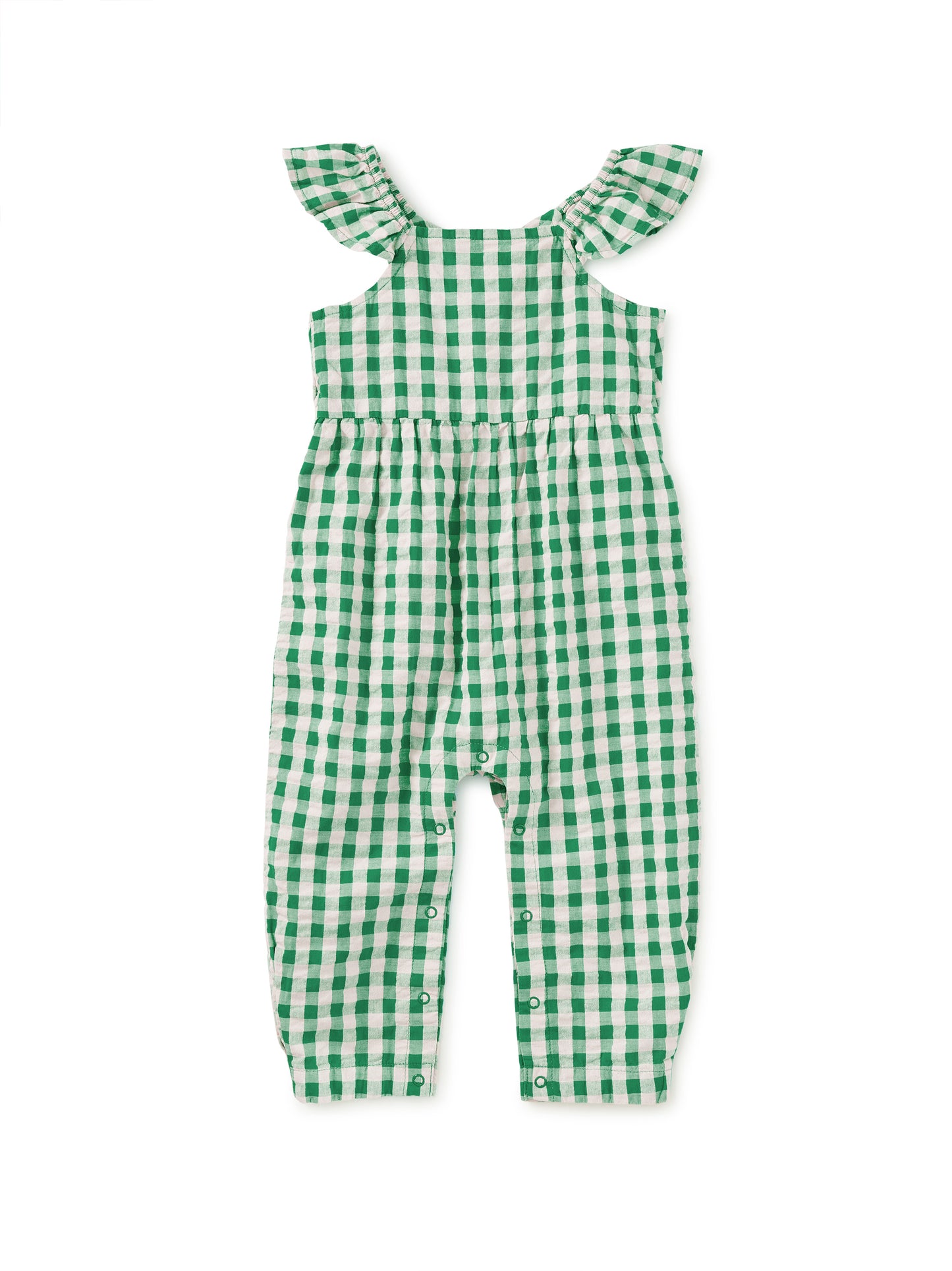 Tea Garden Party Check | Flutter Button Back Romper