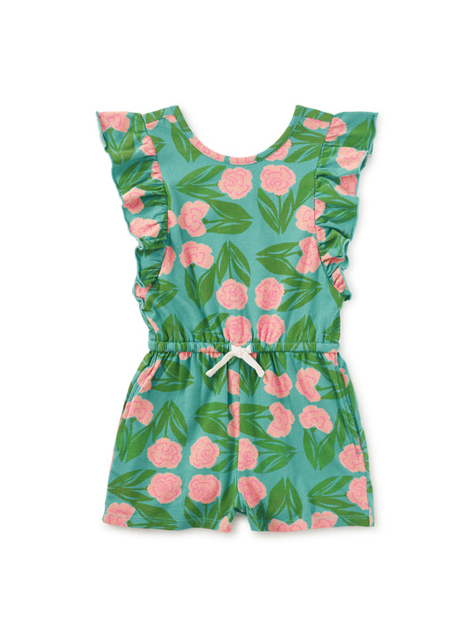 Tea Carnation Floral | Flutter Sleeve Romper