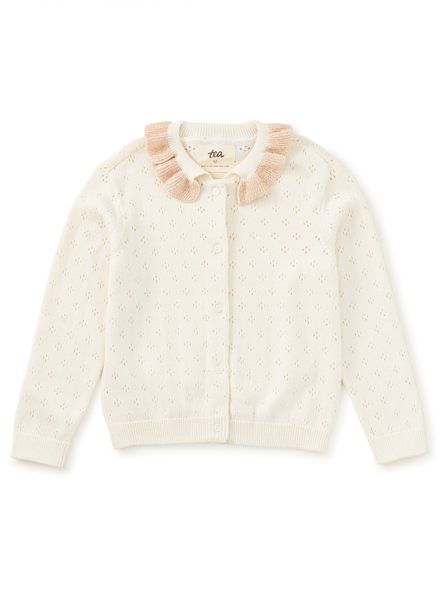 Tea Chalk | Collared Pointelle Cardigan