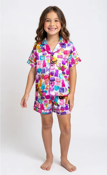 Tweenstyle Multi | All Things Squishy Satin Short Sleeve Loungewear Set