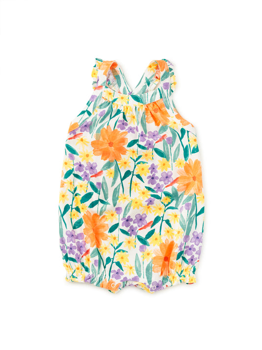Tea Watercolor Floral | Cross-Back Romper