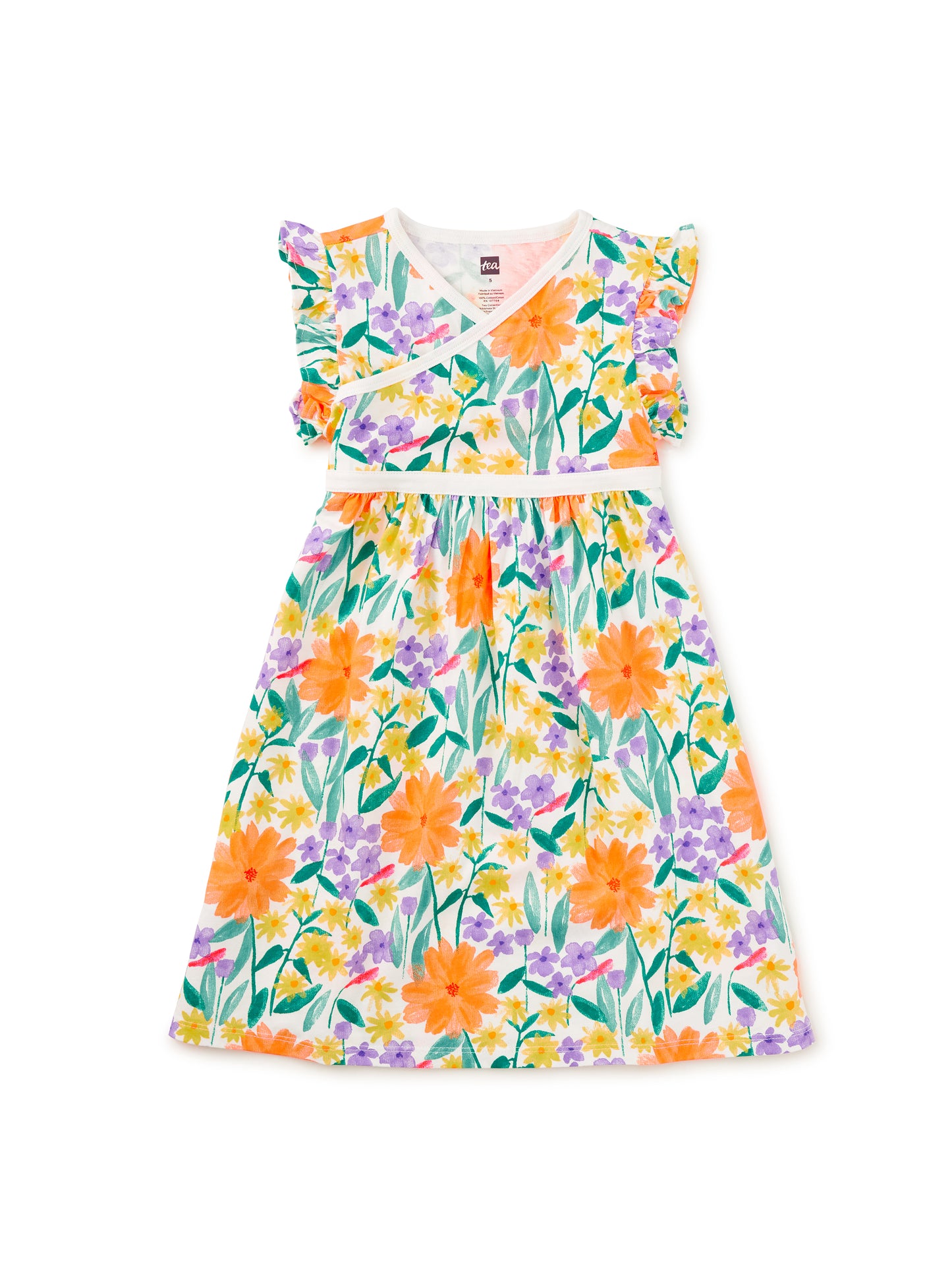 Tea Watercolor Floral | Wrap Neck Dress
